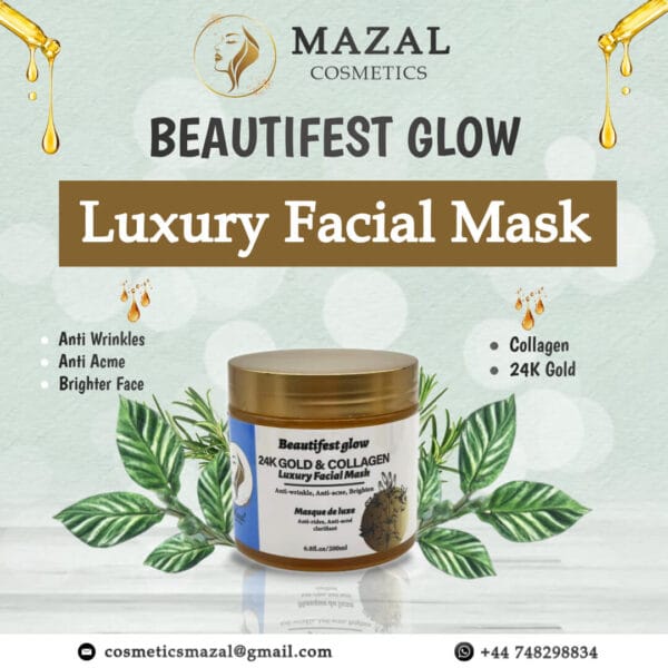 Mazal Cosmetics BEAUTIFEST GLOW Luxury Facial Mask with 24K Gold & Collagen!