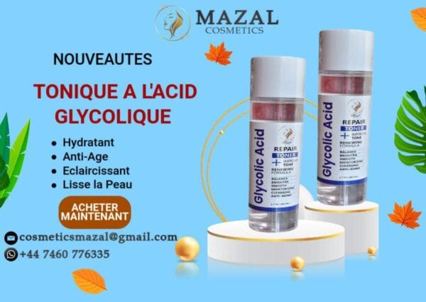 Mazal Cosmetics - Tonique à l’Acide Glycolique – Réparateur, Éclat & Jeunesse